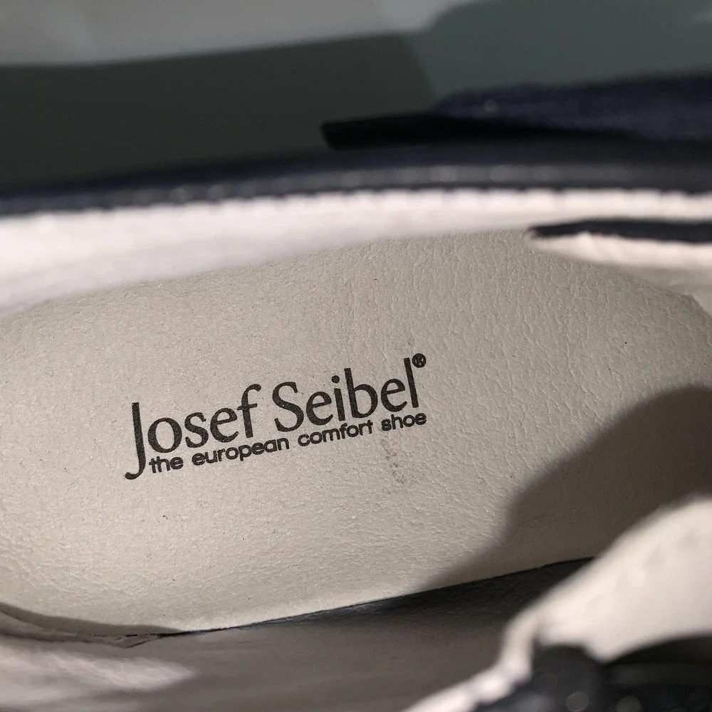 Josef Seibel Shoes Womens 8.5 Blue Leather Lace Up Zip Casual Sneakers
